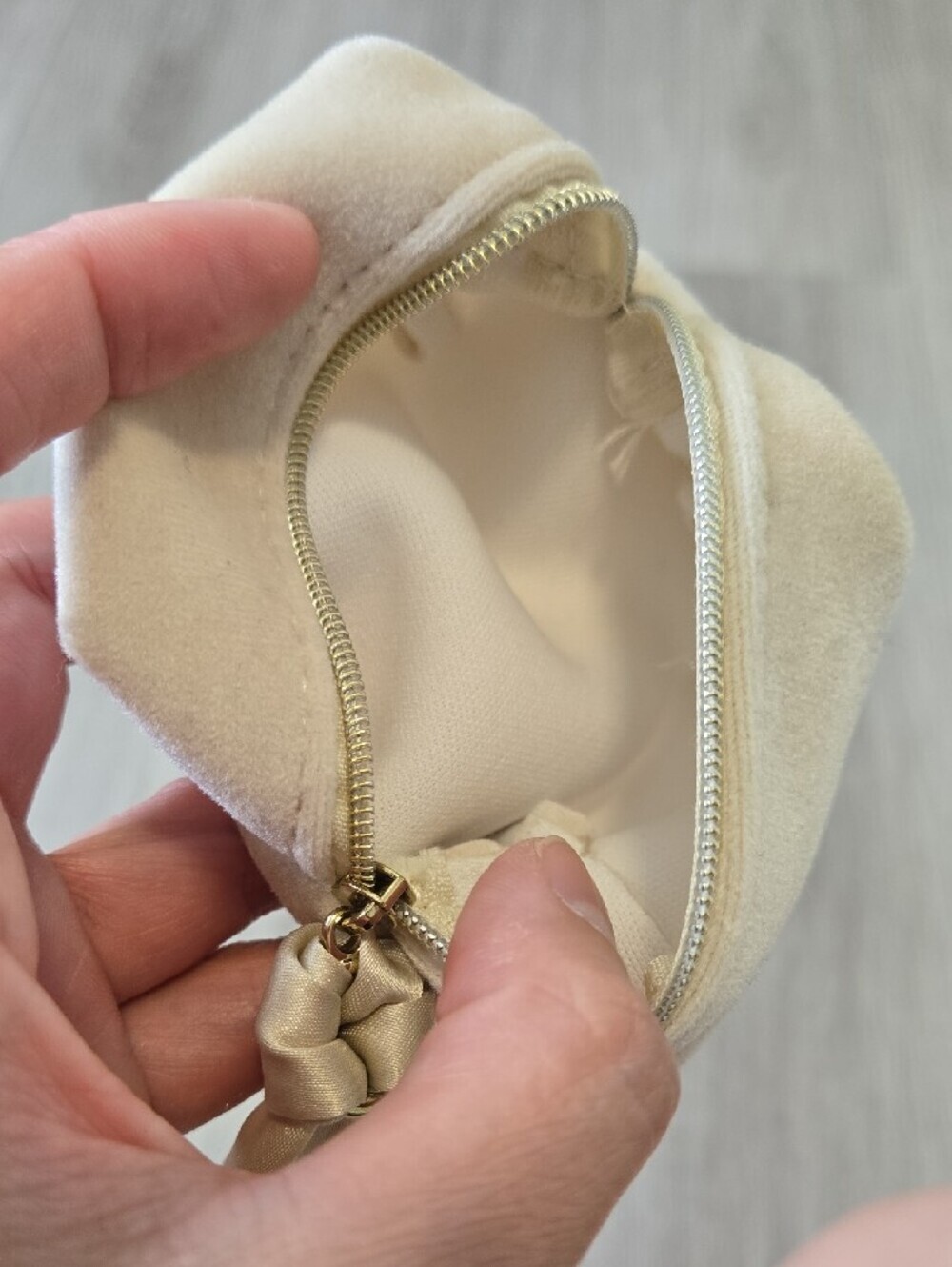 Beige Satin Wristlet Pouch - Picture 4 of 5